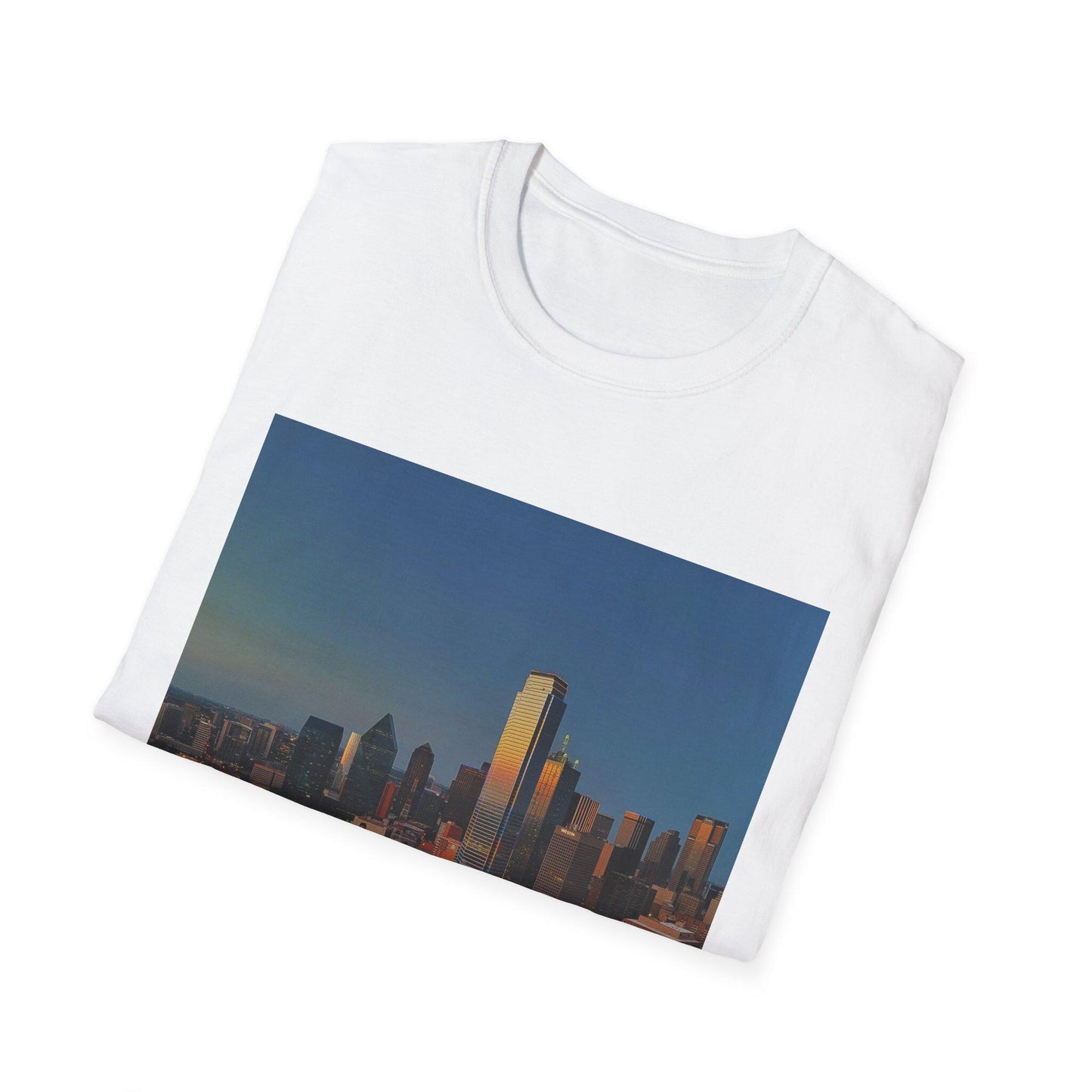 Sunset Dallas Skyline T-Shirt – Unisex Cityscape Tee & Texas Souvenir