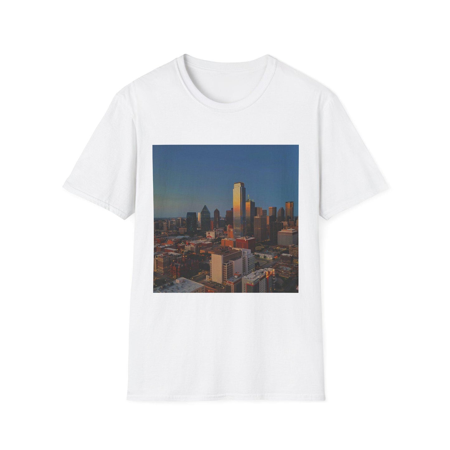 Sunset Dallas Skyline T-Shirt – Unisex Cityscape Tee & Texas Souvenir
