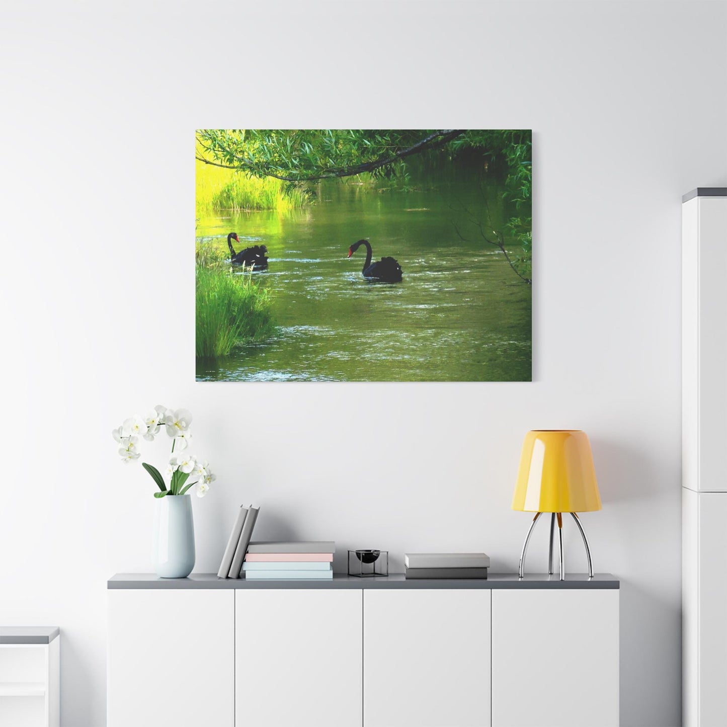 Black Swans Canvas – New Zealand Wildlife Wall Art for Animal Lovers