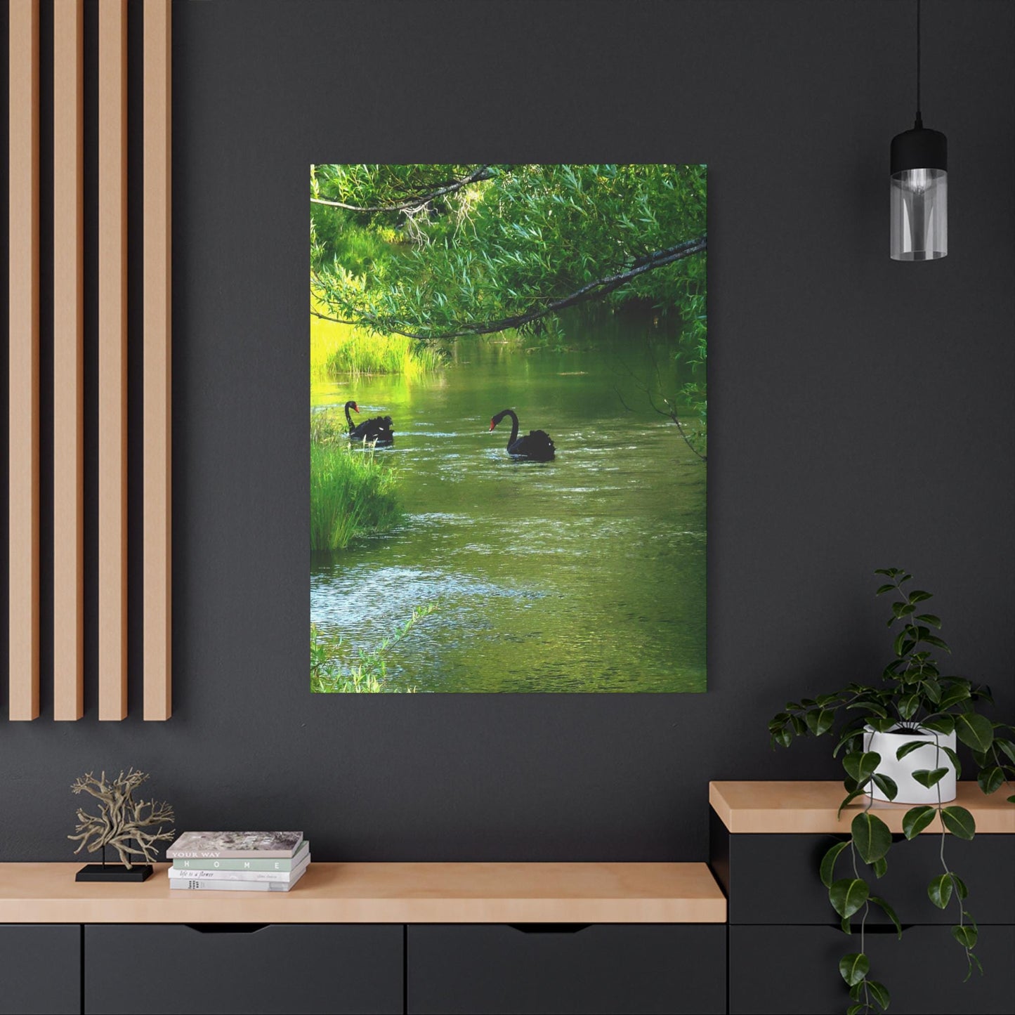 Black Swans Canvas – New Zealand Wildlife Wall Art for Animal Lovers