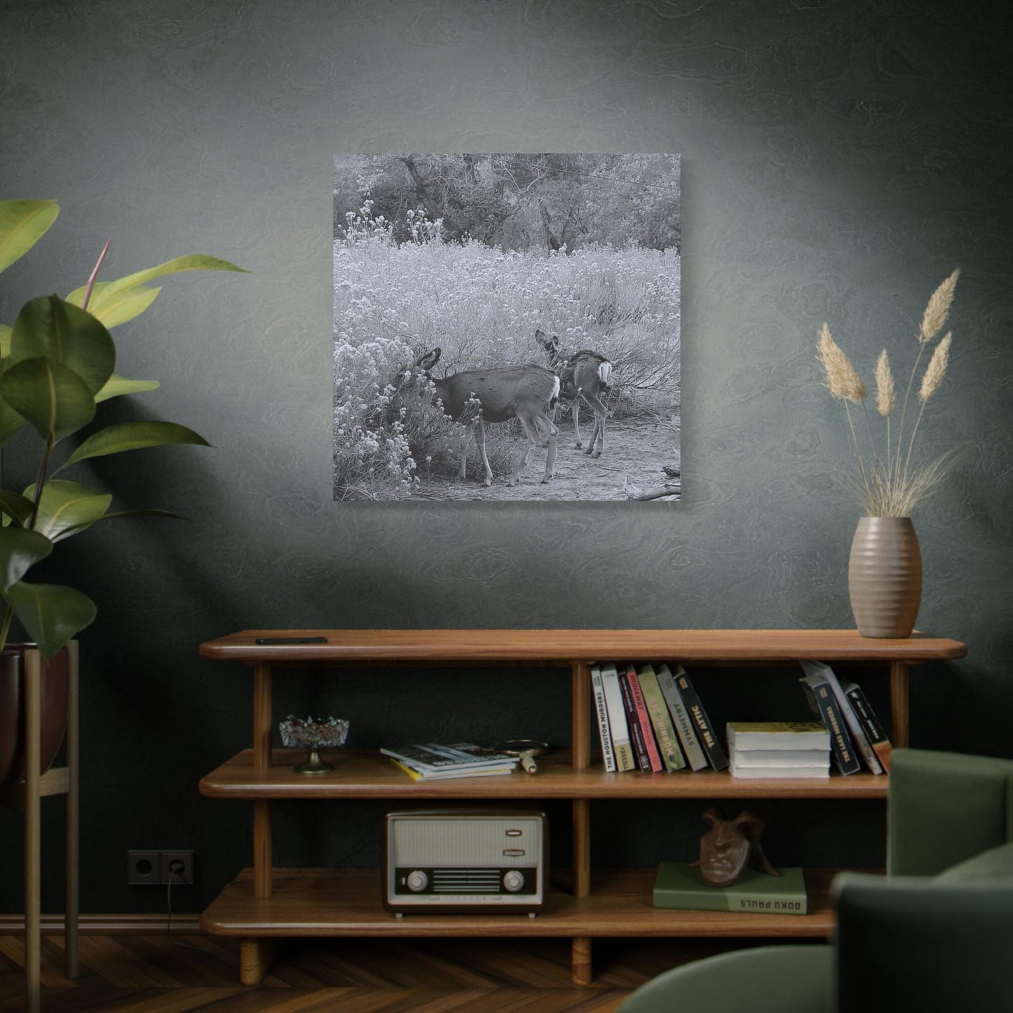 Black & White Deer Canvas – Rustic Nature Wall Art for Animal Lovers