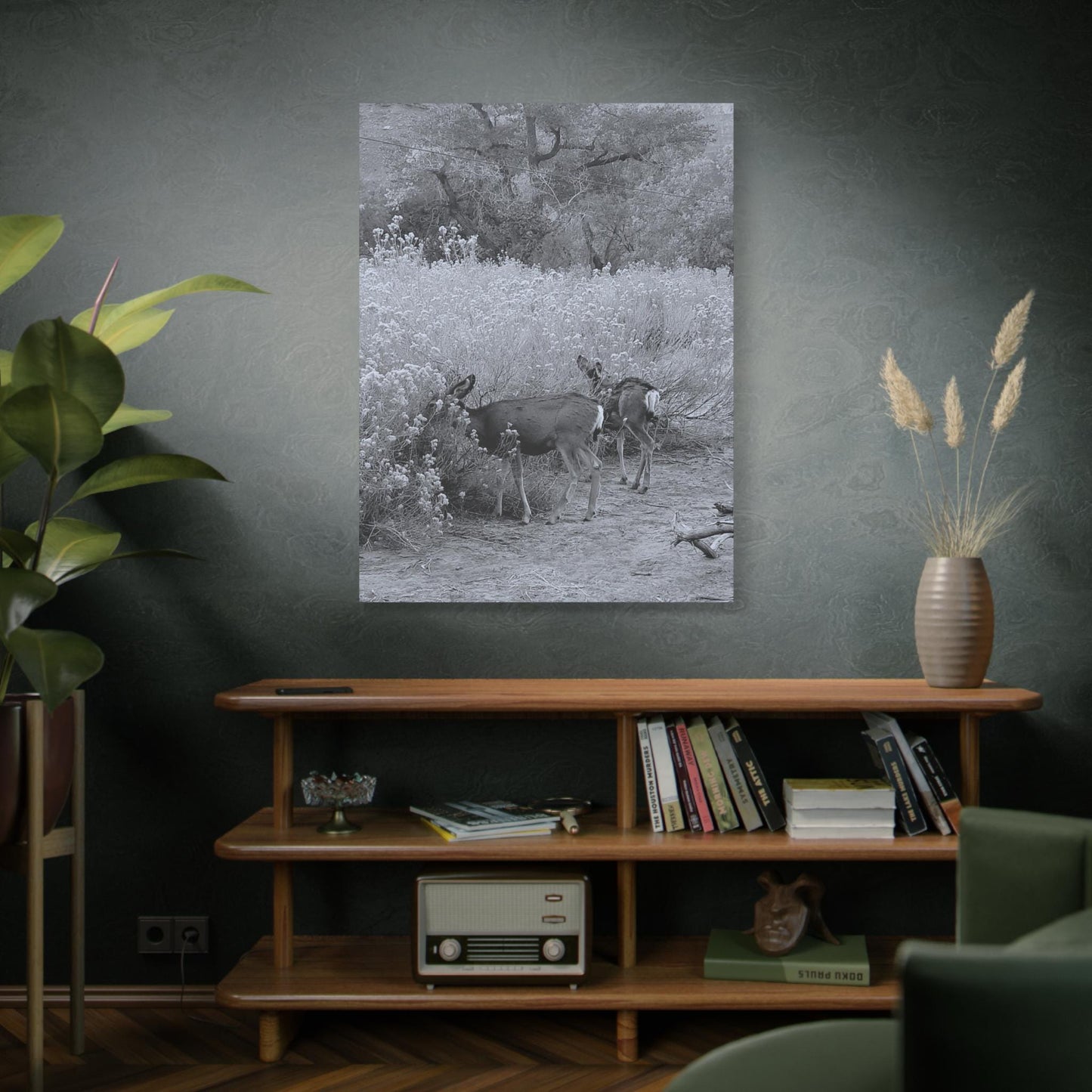Black & White Deer Canvas – Rustic Nature Wall Art for Animal Lovers