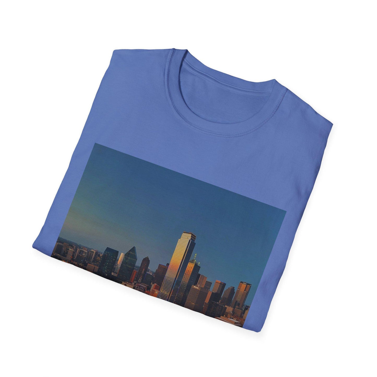 Sunset Dallas Skyline T-Shirt – Unisex Cityscape Tee & Texas Souvenir