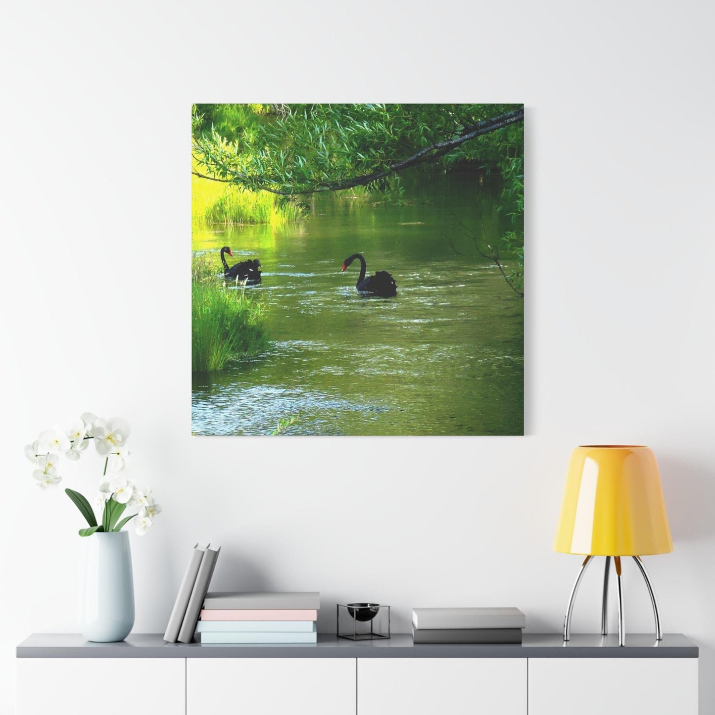 Black Swans Canvas – New Zealand Wildlife Wall Art for Animal Lovers
