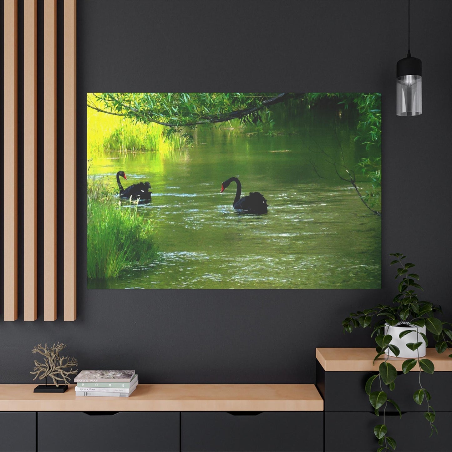 Black Swans Canvas – New Zealand Wildlife Wall Art for Animal Lovers