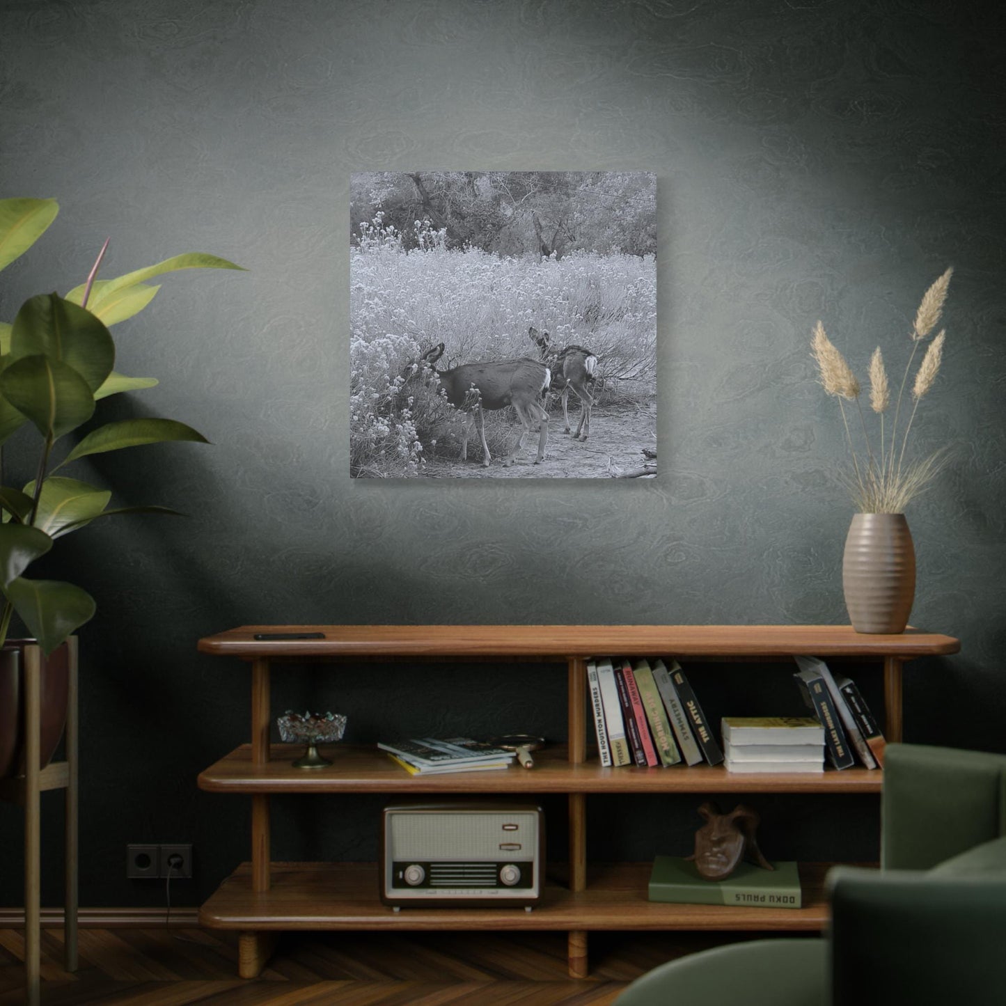 Black & White Deer Canvas – Rustic Nature Wall Art for Animal Lovers